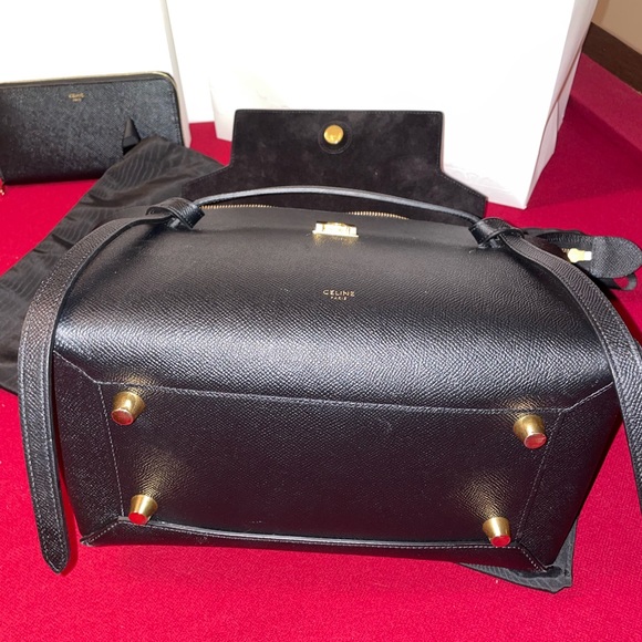 Celine Mini Belt Bag & Large Zipped Wallet in Grained Calfskin Black - Picture 5 of 7